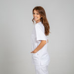TUNIQUE MÉDICALE UNISEXE BOUTONNÉE SERGÉ BLANC
