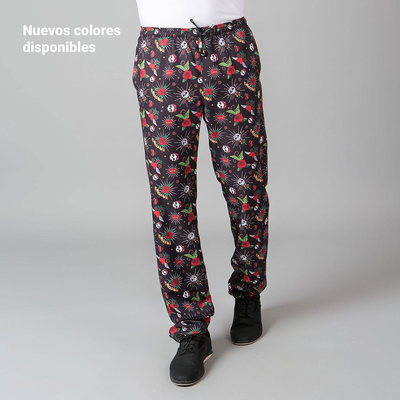PRINTED MICROFIBRE OUTER DRAWSTRING AND ELASTICATED TROUSERS