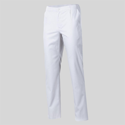 UNISEX WHITE TWILL HEALTHCARE STYLE TROUSERS W/POCKETS