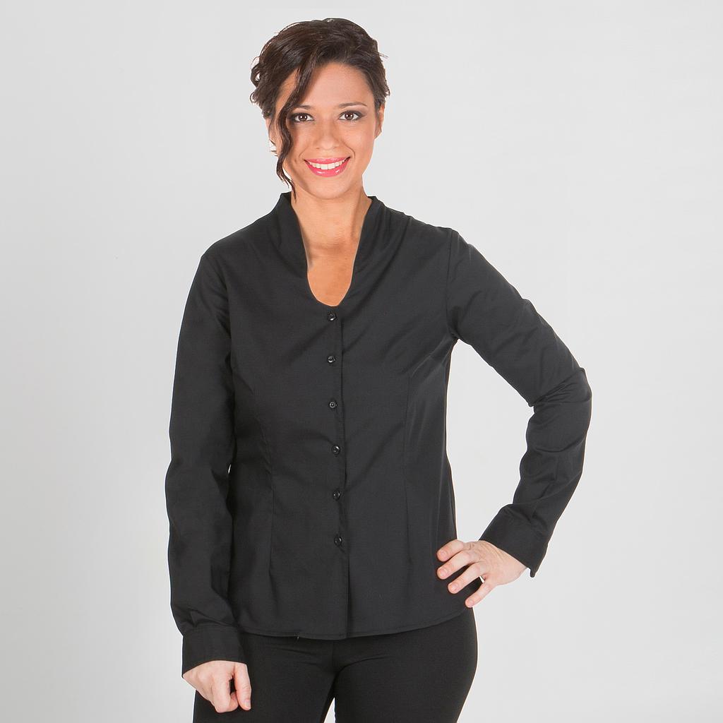 Chemise col mao femme noir sale
