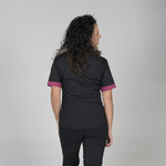 WOMEN'S BLACK/BURGANDY S/ SLEEVED GRANDAD COLLAR BLOUSE