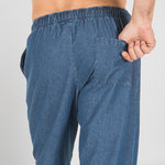 TROUSERS ELASTIC BAND+OUTER DRAWSTRING WASHED DENIM 
