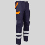 PANTALON UNISEXE MULTIPOCHES TAILLE ÉLASTIQUÉE ARCE BI COLORE + 2 BANDES RÉFÉCHISSANTES