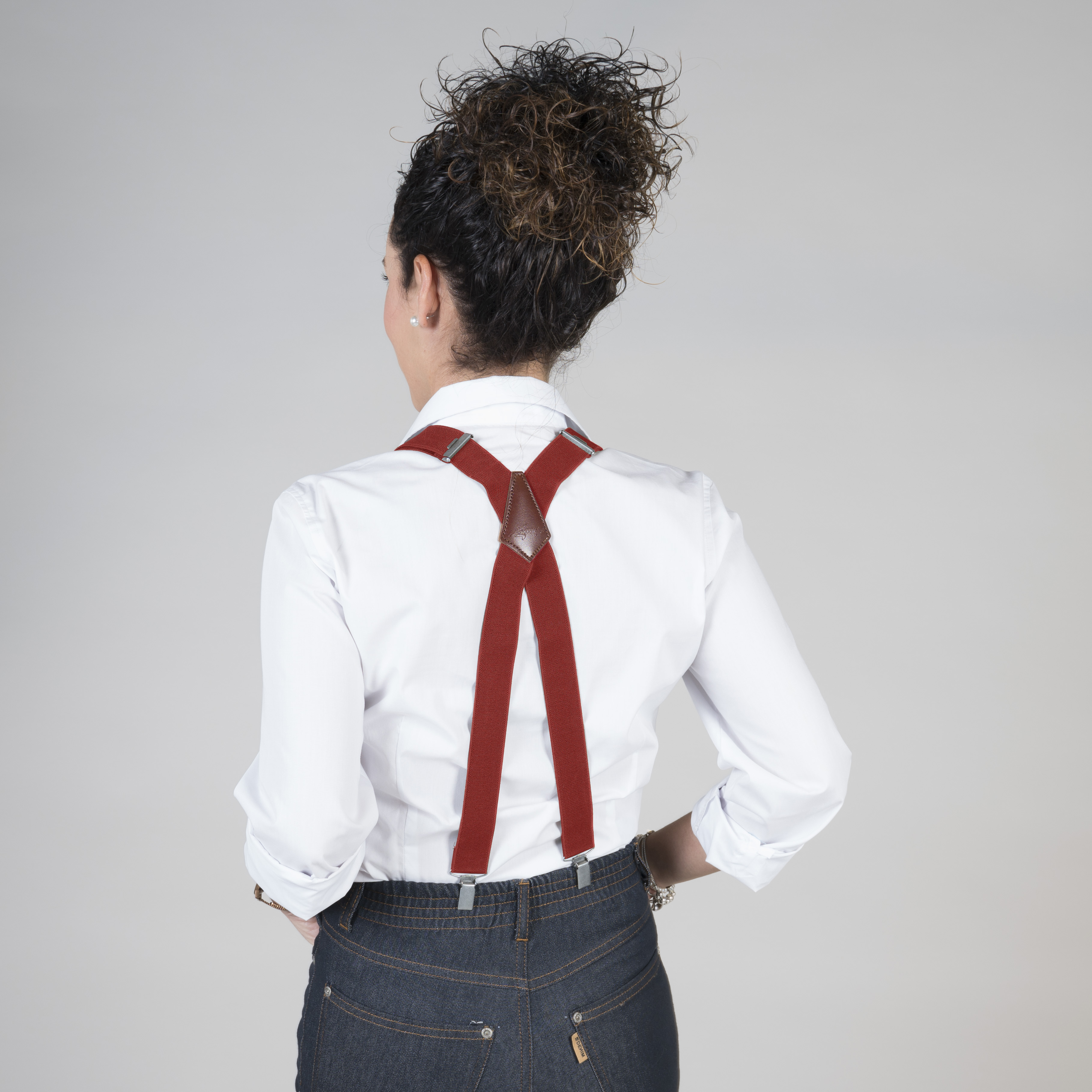 Bretelle Per Jeans E Pantaloni Lavoro Bretelle Vienna Fashion Grigie - Con 4 Clip Forti Regolabili 110cm Per Jeans E Pantaloni Bretelle Unisex Tessuto Elastico - Foto 2