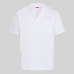 OUTFIT UNISEX WHITE V-NECK / ELASTICATED TROUSERS SCRUB SUIT "REDLINE"
