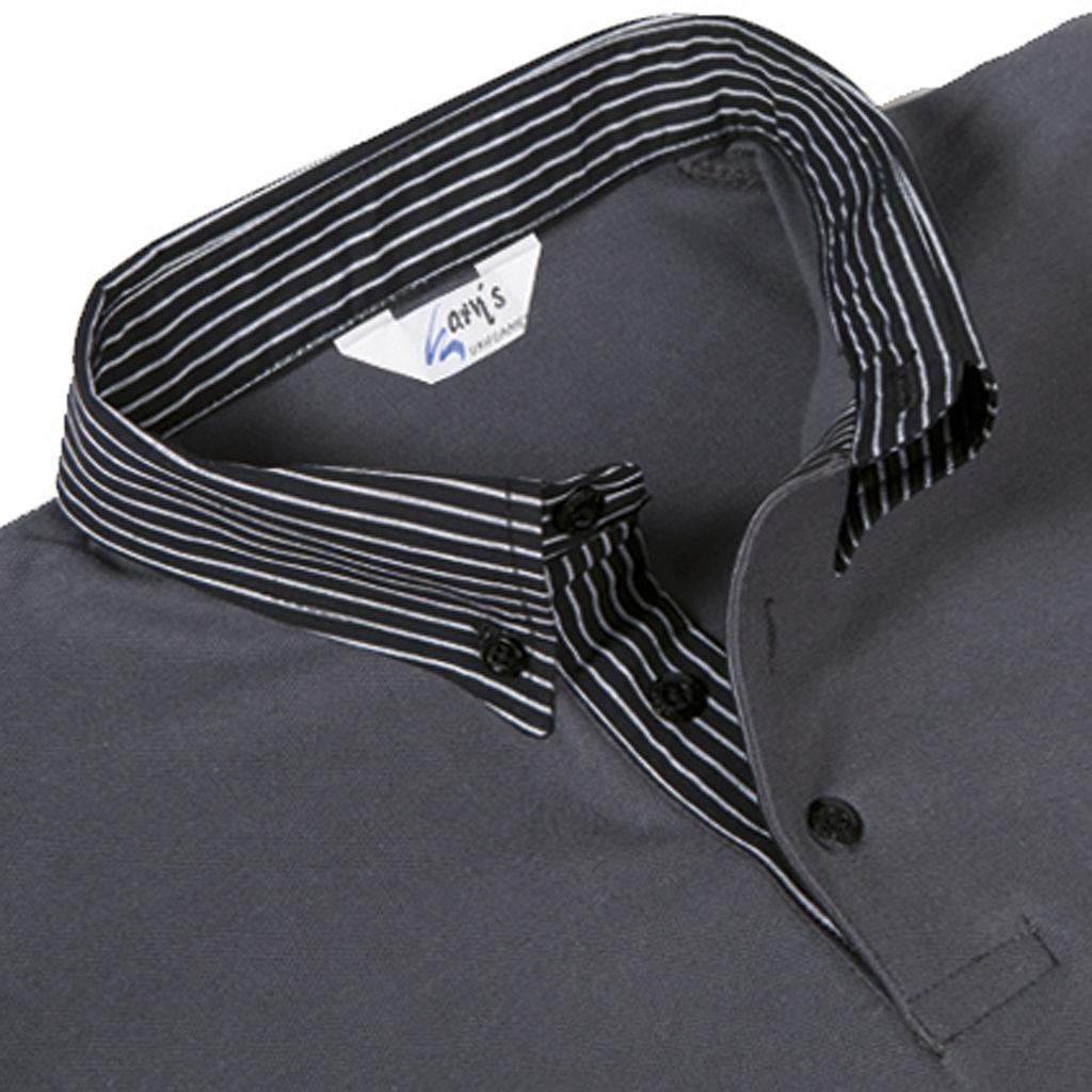 MEN'S GREY/BLACK S/ SLEEVED POLO SHIRT - Imagem