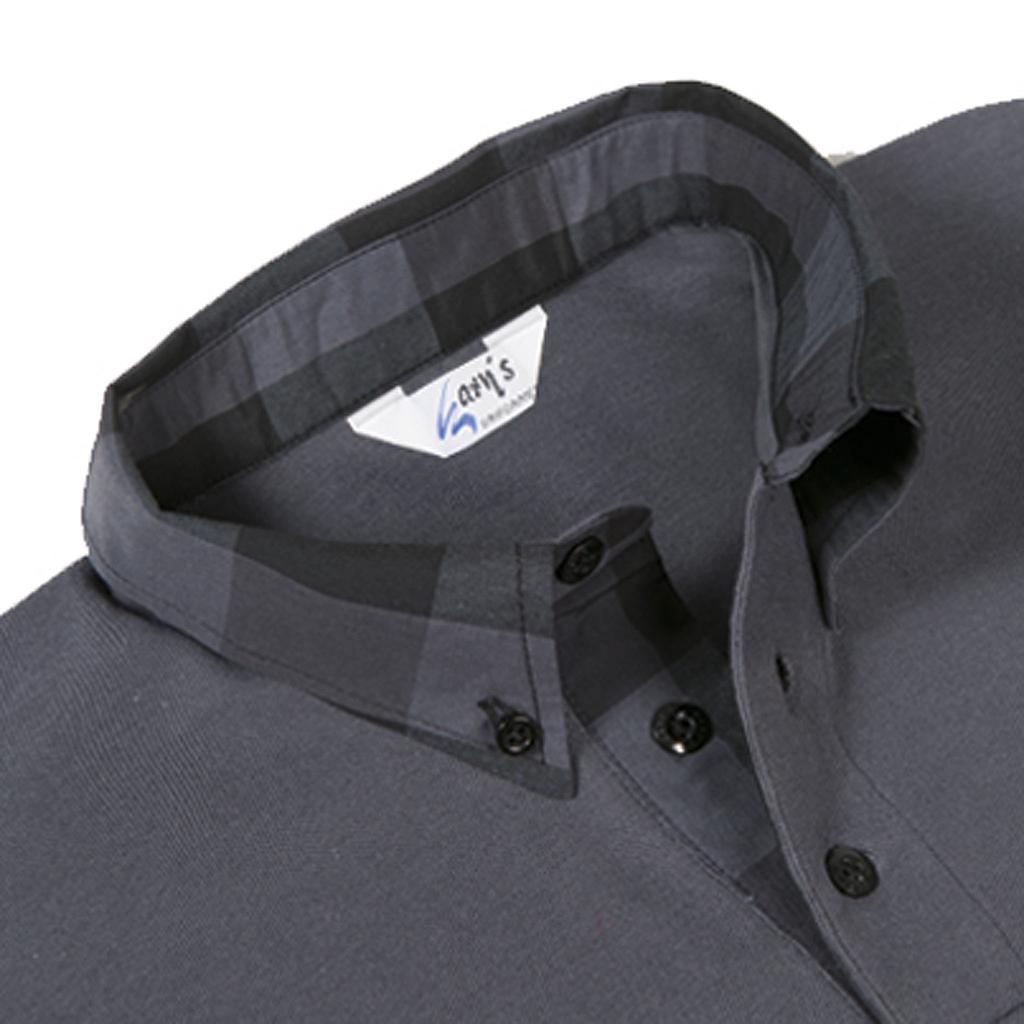 MEN'S GREY/BLACK S/ SLEEVED POLO SHIRT - Imagem