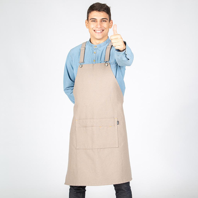 APRON WITH GREY DUNGAREES. BACK STRAP 87X72 CM