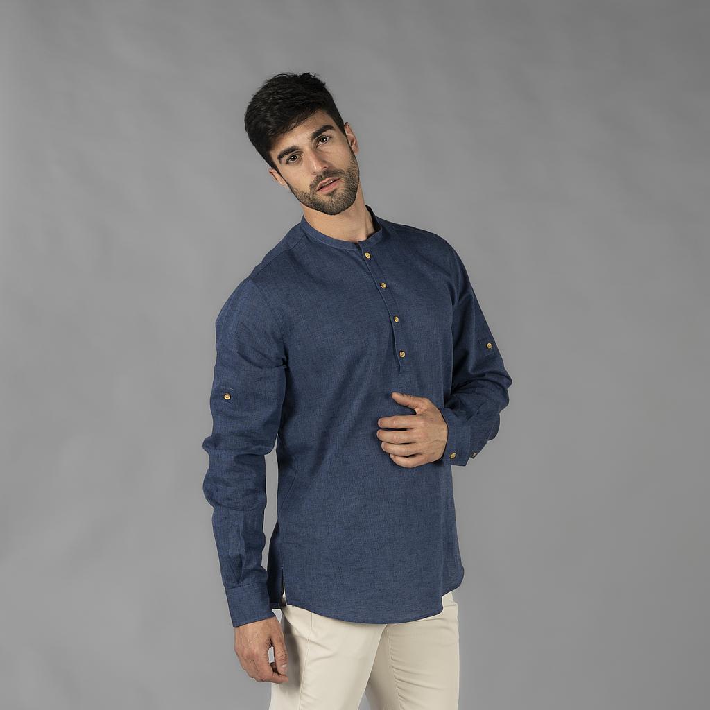 CAMISA HOMEM LINHO/ALGODÃO COLARINHO MAO TIWI - Imagem