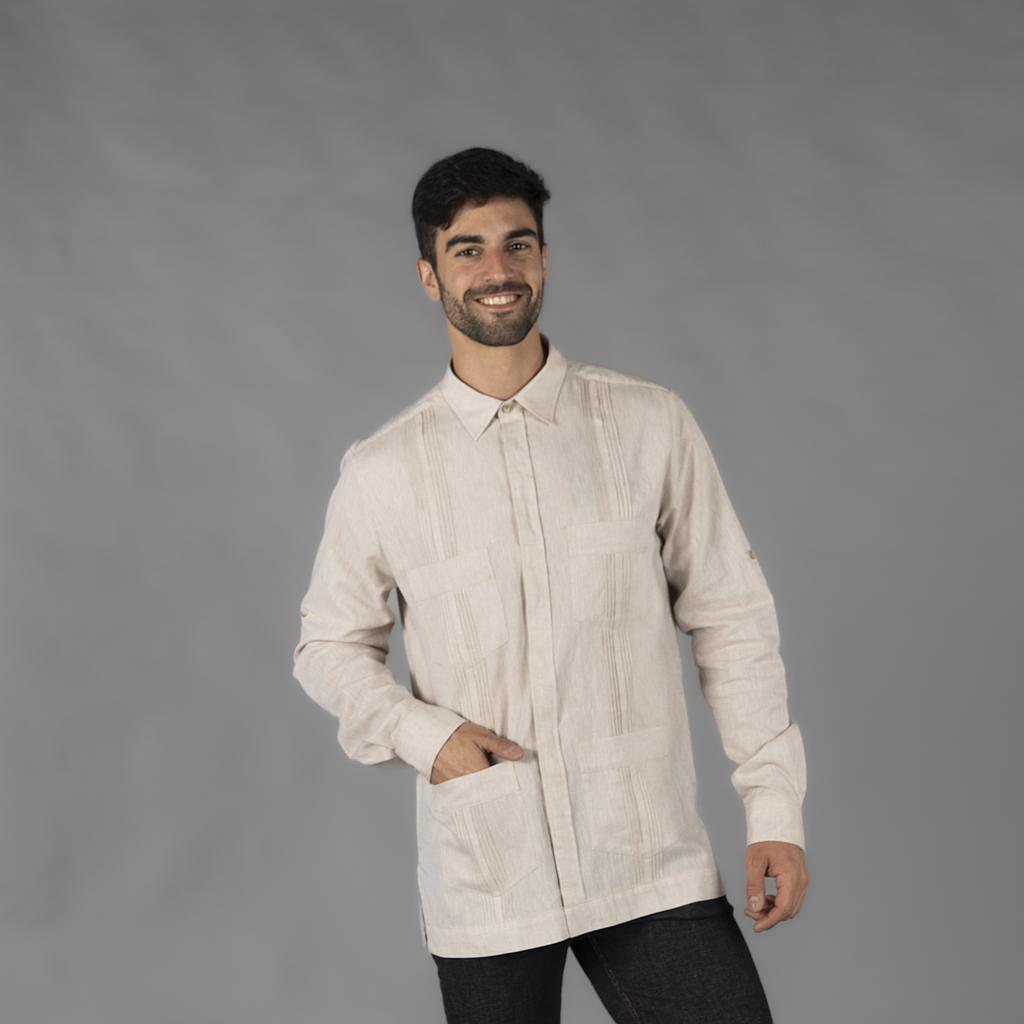 GUAYABERA HOMEM COLARINHO CAMISEIRO SALOMON - Imagem