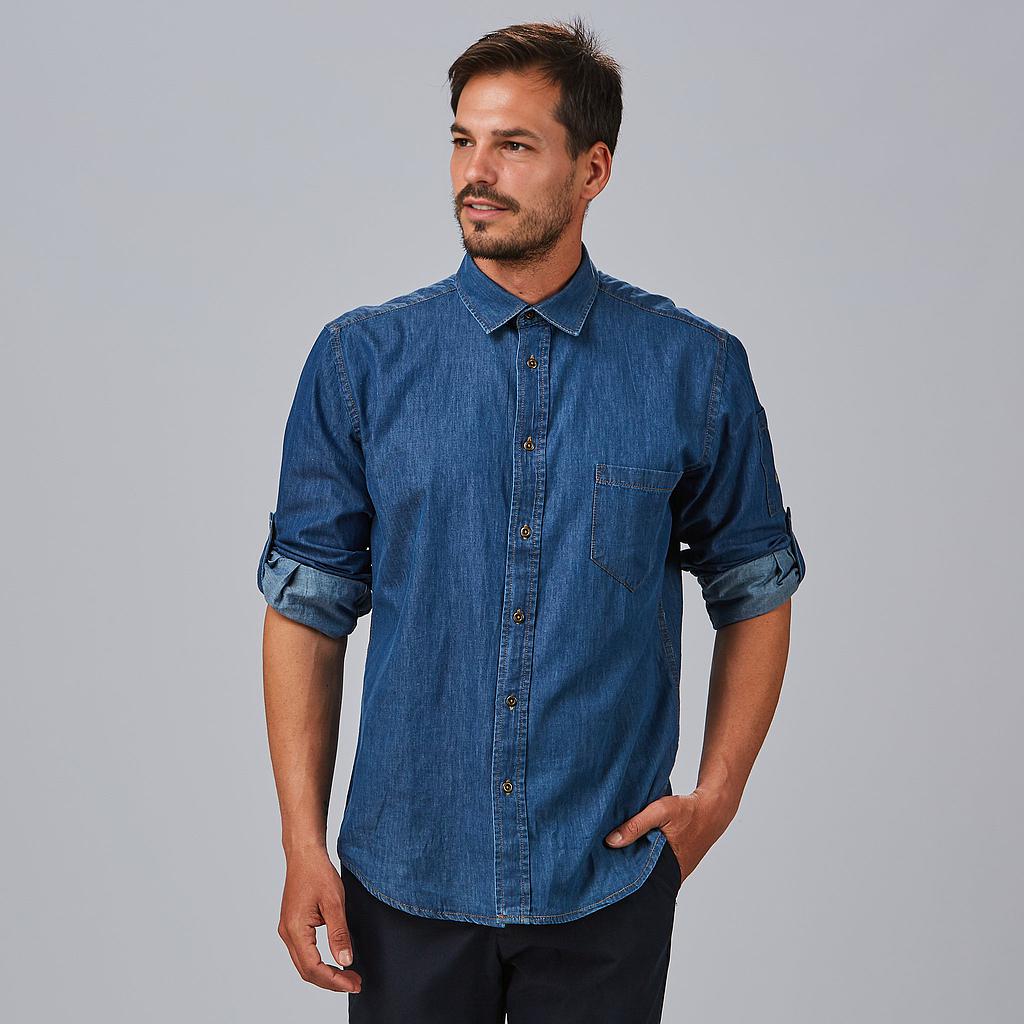 CAMISA HOMEM MATTIA SLIM FIT GANGA LAVADO - Imagem