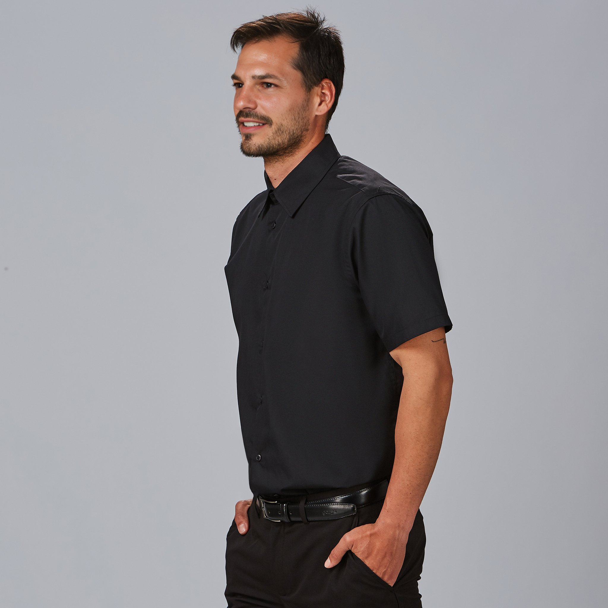 CAMISA HOMEM M/C SLIM FIT ELASTAN - Imagem