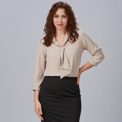WOMEN'S FLAVIA LAPEL COLLAR BLOUSE WITH BOW
