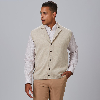 MEN'S BUTTONED LAPEL COLLAR VEST
