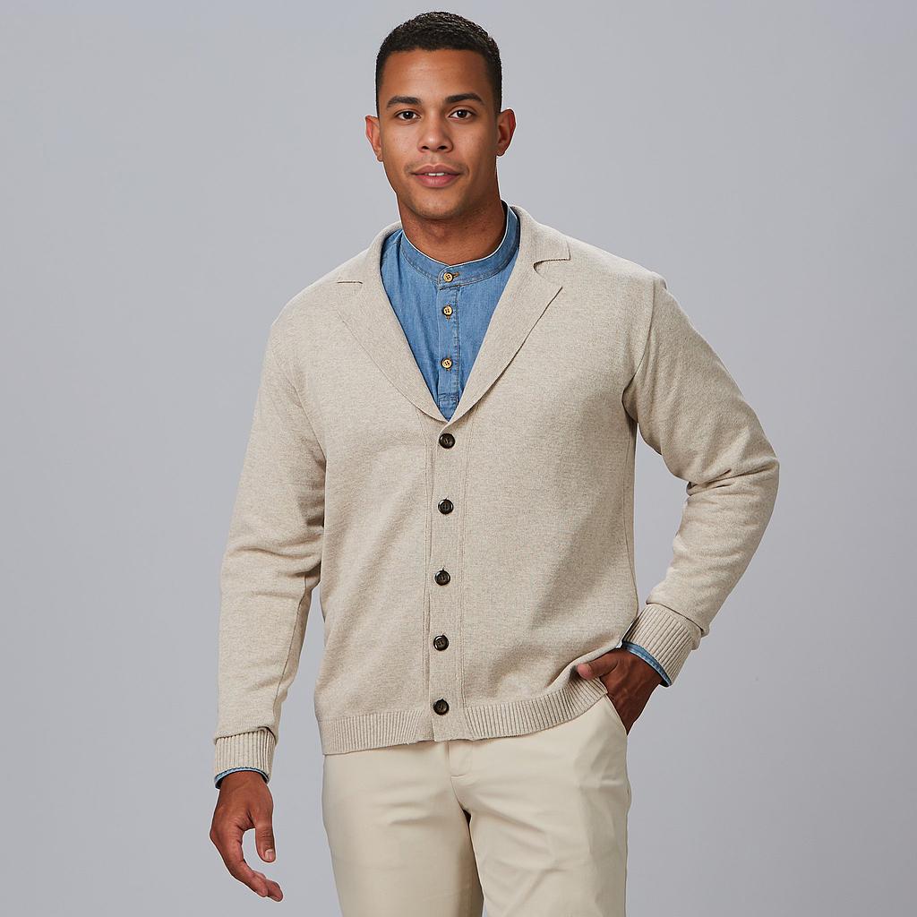 CARDIGAN GOLA ABA ABOTOADO HOMEM - Imagem