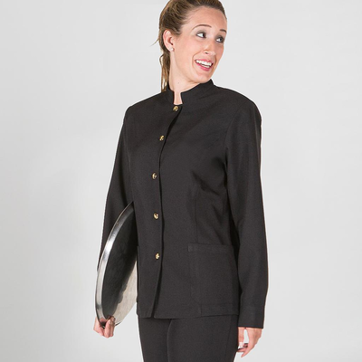 CHAQUETA MUJER MAO NEGRA BOTON DORADO