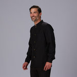 CHAQUETA HOMBRE MAO NEGRA BOTON DORADO