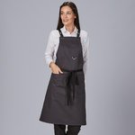 APRON BIB WITH EYELETS AND CONTRASTING STRAPS, 88X74 CM