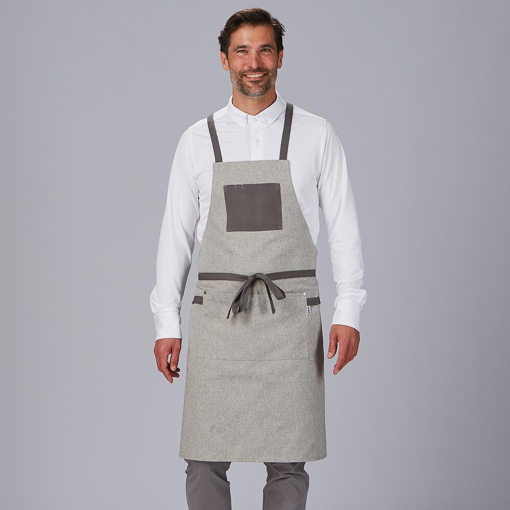 AVENTAL DE PEITO E BOLSO COM FITAS COMBINADAS 88X74 CM - Imagem