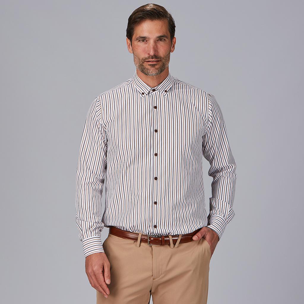 CAMISA HOMEM RISCAS BICOLOR SLIM FIT ALESSANDRO - Imagem