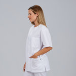 BLUSA SANITARIO UNISEX ABOTONADO BLANCA "RED LINE"