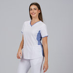 BLUSA MUJER ESCOTE PICO COMBINADA M/C CLEO
