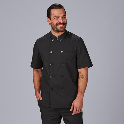 CHAQUETA COCINA UNISEX POPELIN FINO NEGRO M/C